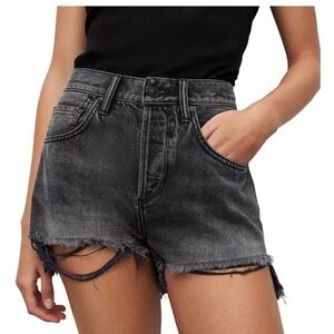 All Saints Women's Black Distressed Denim Shorts